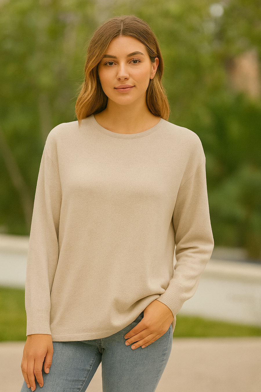SOFT KNIT BASIC JUMPER WITH BUTTONS ALONG THE CENTRE BACK