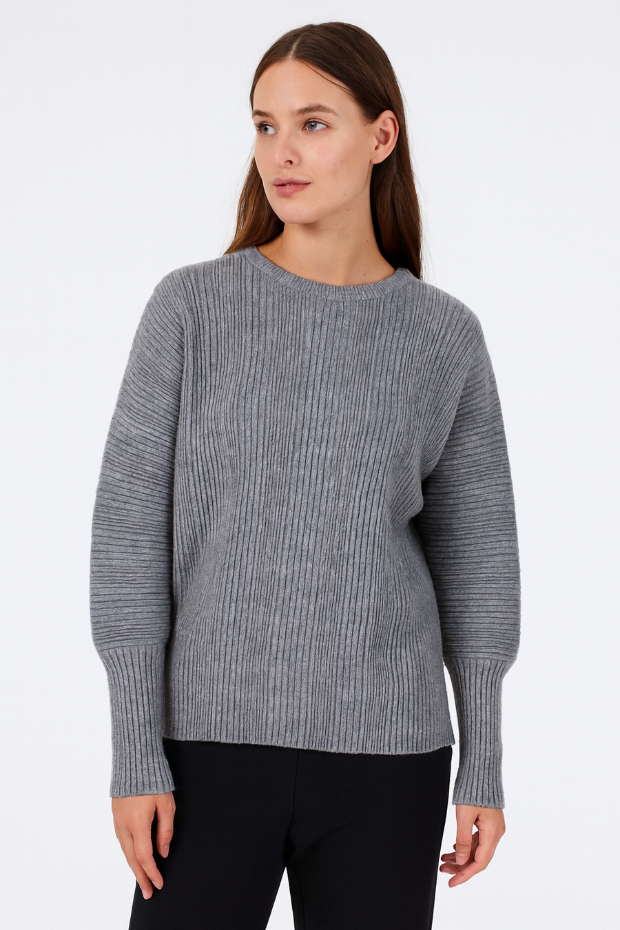 PLEATED KNIT JUMPER WITH PUFFY SLEEVES AND FITTED CUFFS