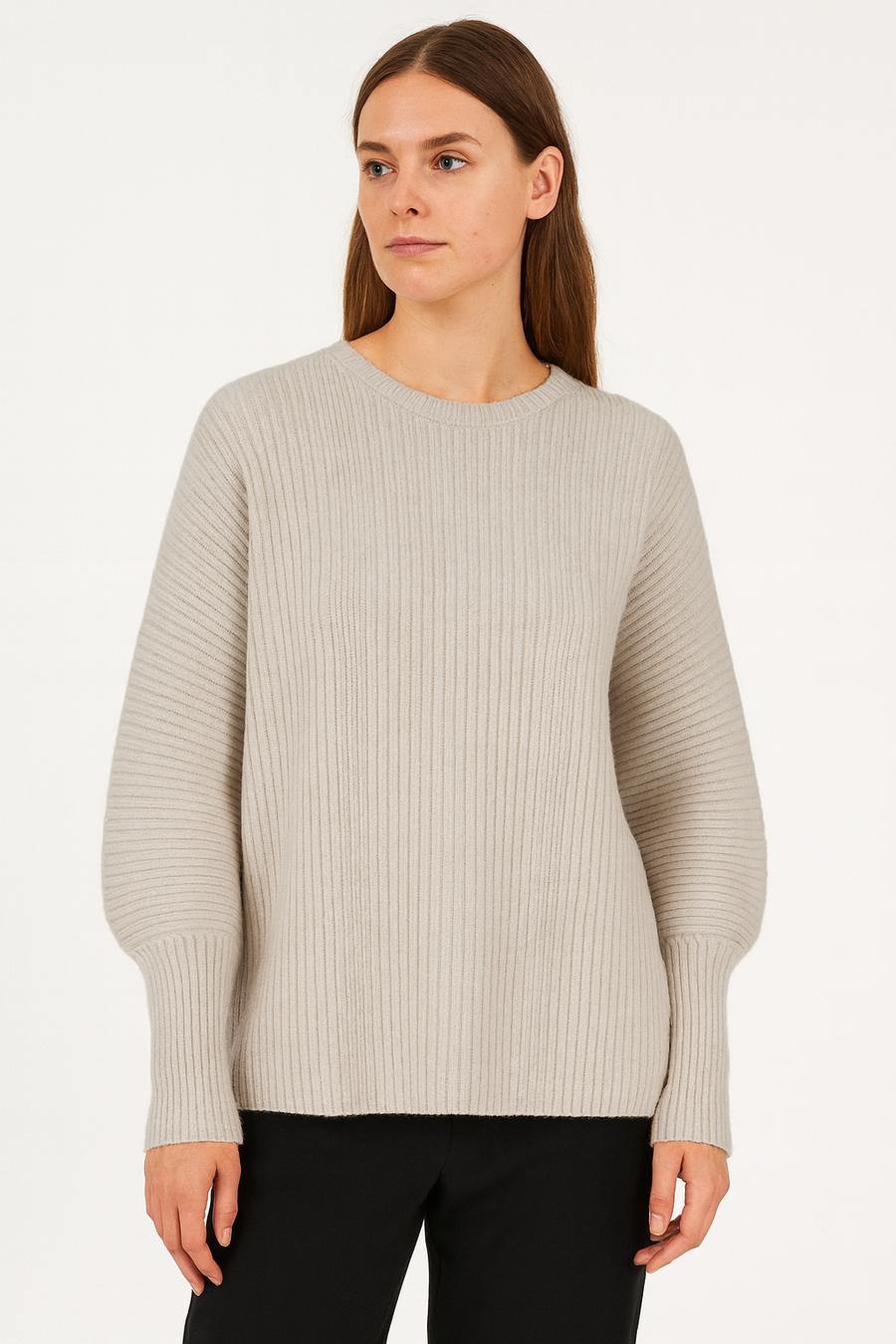 PLEATED KNIT JUMPER WITH PUFFY SLEEVES AND FITTED CUFFS