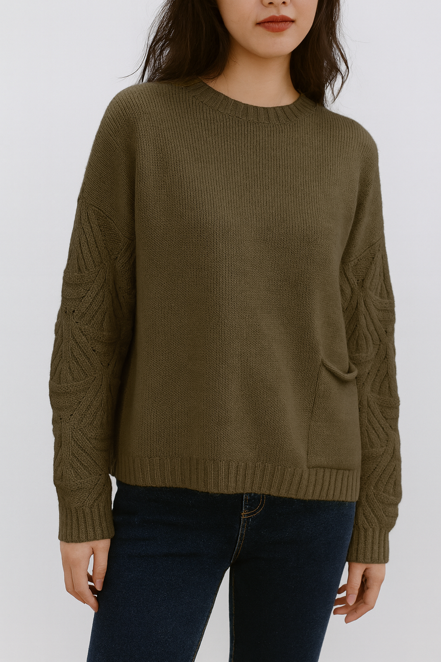 SOFT KNIT JUMPER WITH SPECIAL SLEEVE KNITTING DESIGN