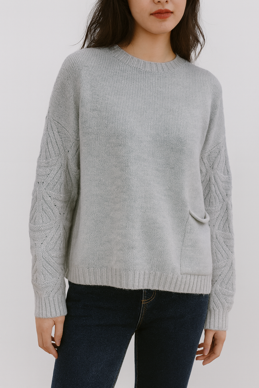 SOFT KNIT JUMPER WITH SPECIAL SLEEVE KNITTING DESIGN