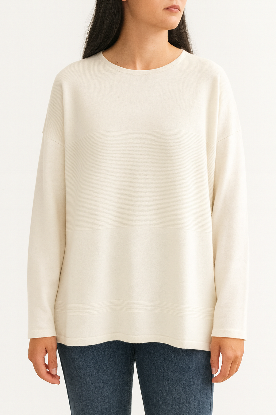 EMBOSSED STRIPES SOFT KNIT JUMPER