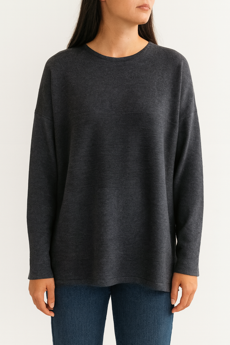 EMBOSSED STRIPES SOFT KNIT JUMPER