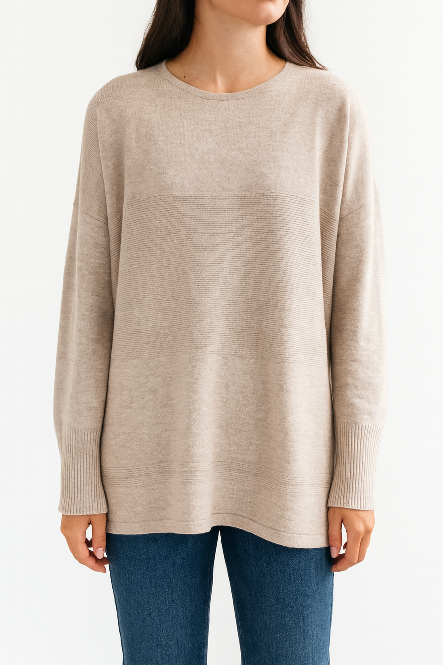 EMBOSSED STRIPES SOFT KNIT JUMPER