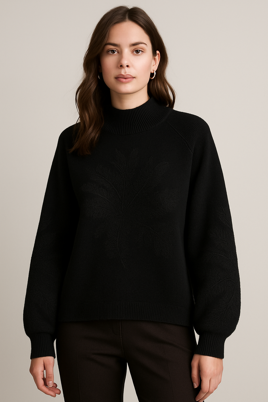 KNITTED JUMPER WITH DECORATIVE DESIGN ON FRONT AND SLEEVES