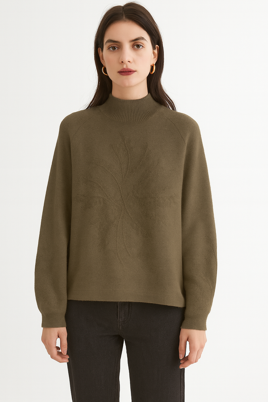 KNITTED JUMPER WITH DECORATIVE DESIGN ON FRONT AND SLEEVES