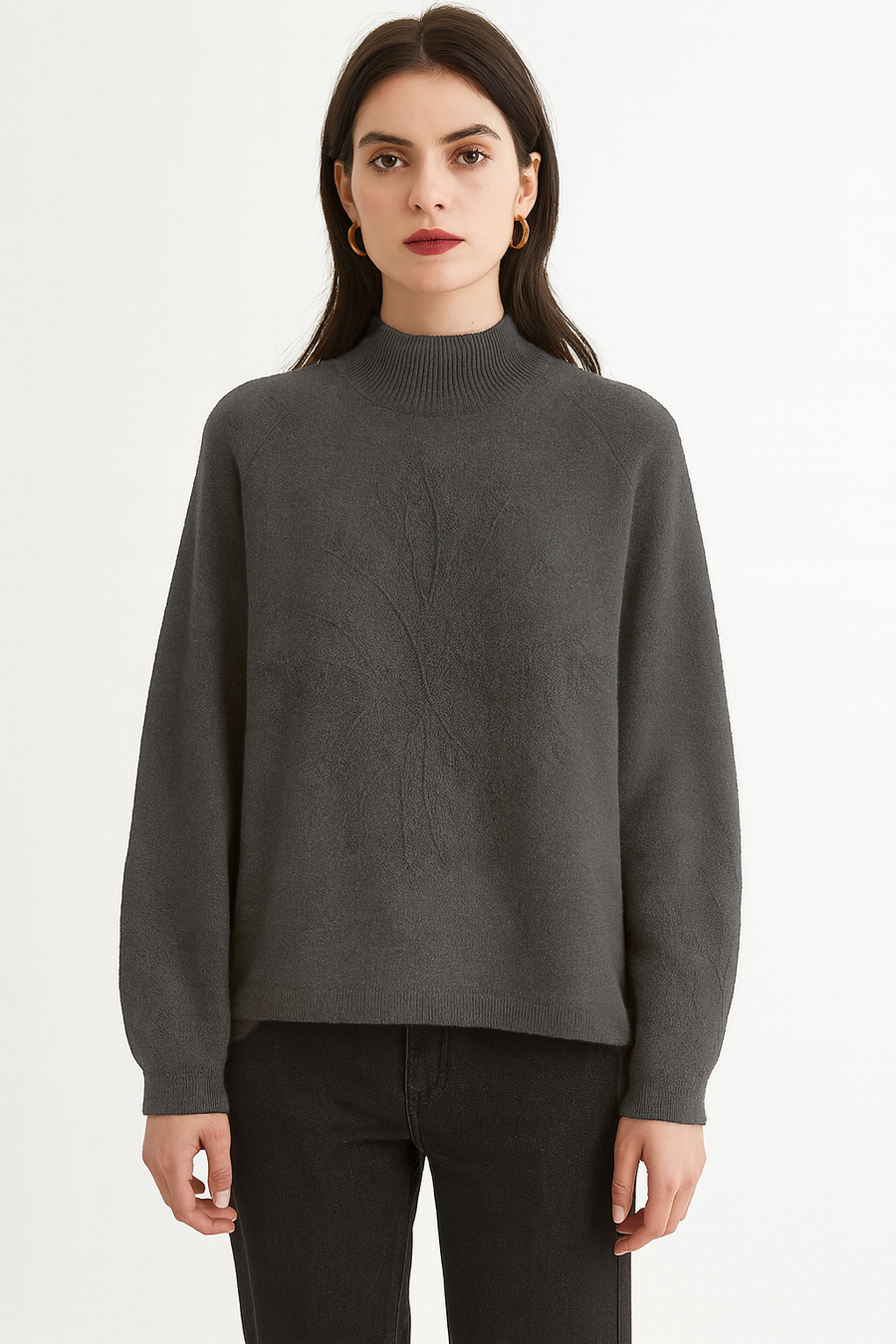 KNITTED JUMPER WITH DECORATIVE DESIGN ON FRONT AND SLEEVES