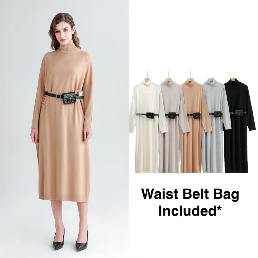 Soft Knit Plus Size Maxi Dress With Waist Belt Bag Included