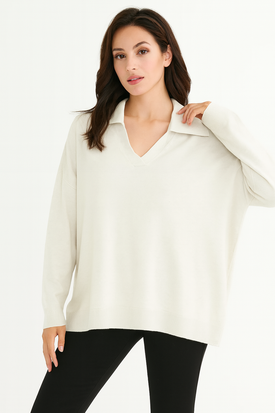 PLUS SIZE SOFT KNIT JUMPER WITH COLLAR