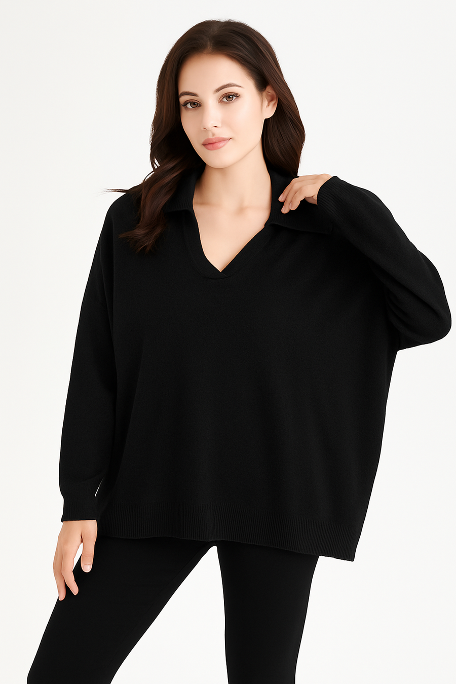 PLUS SIZE SOFT KNIT JUMPER WITH COLLAR