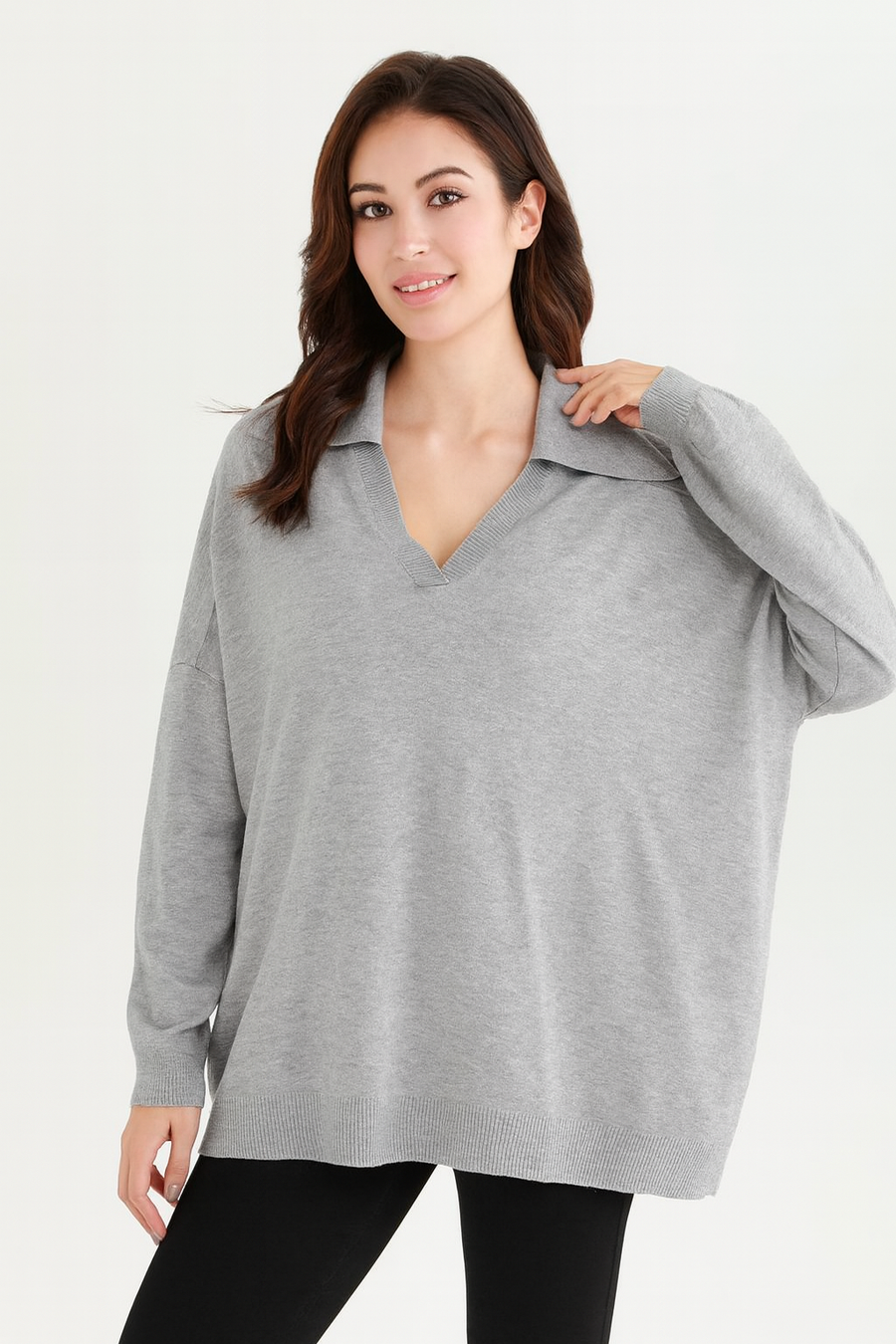 PLUS SIZE SOFT KNIT JUMPER WITH COLLAR