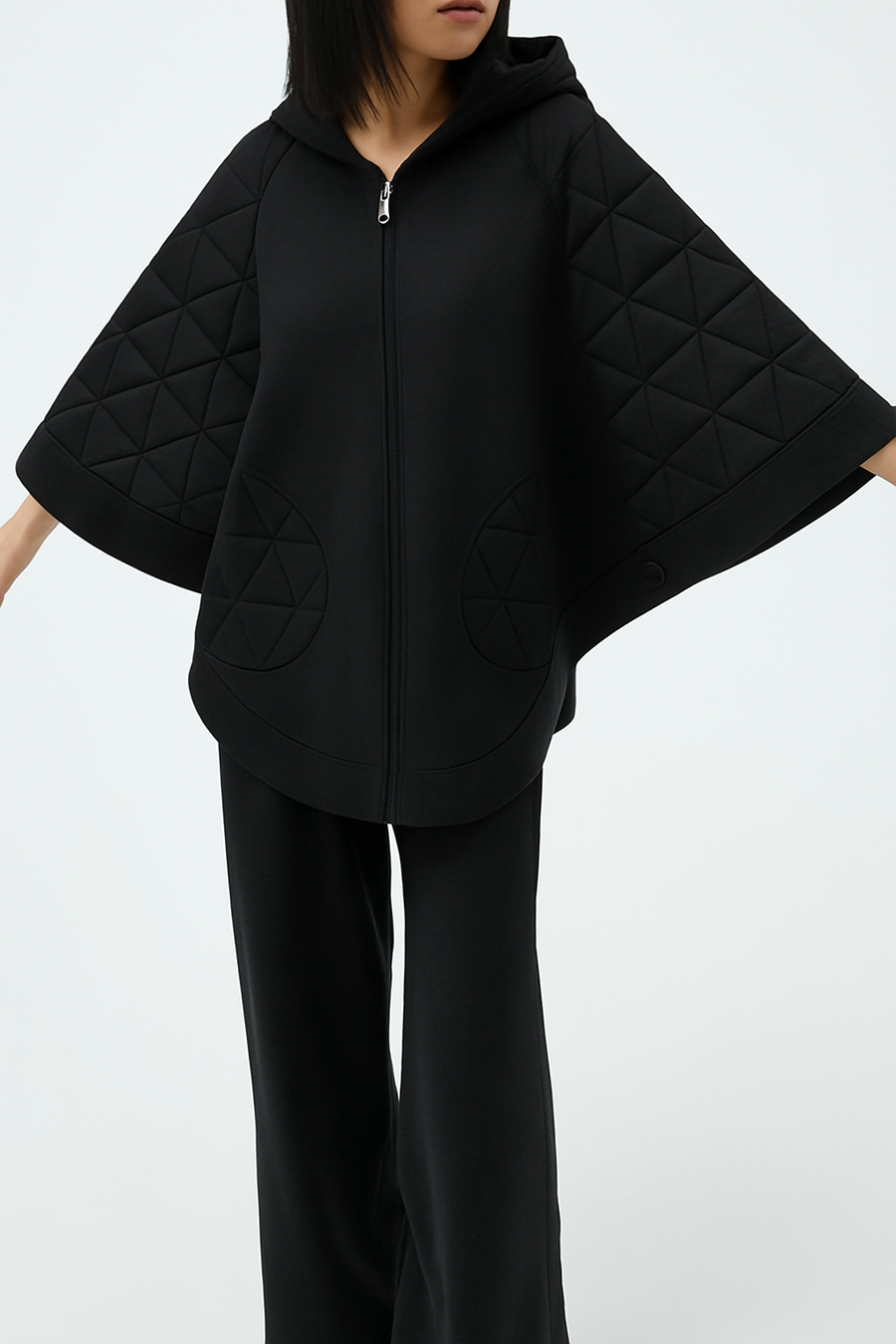 QUILTED HOODED ZIP UP JACKET