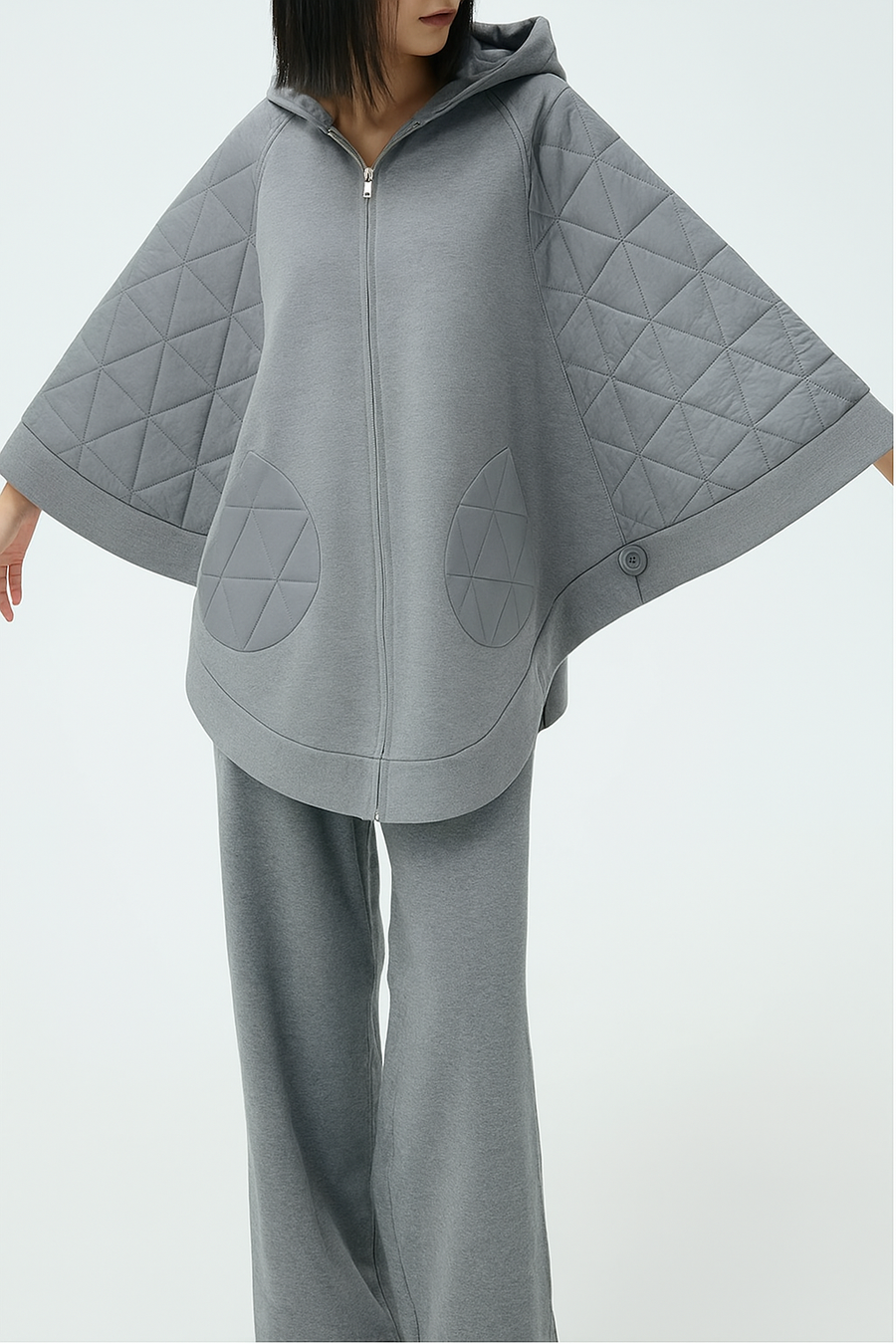 QUILTED HOODED ZIP UP JACKET