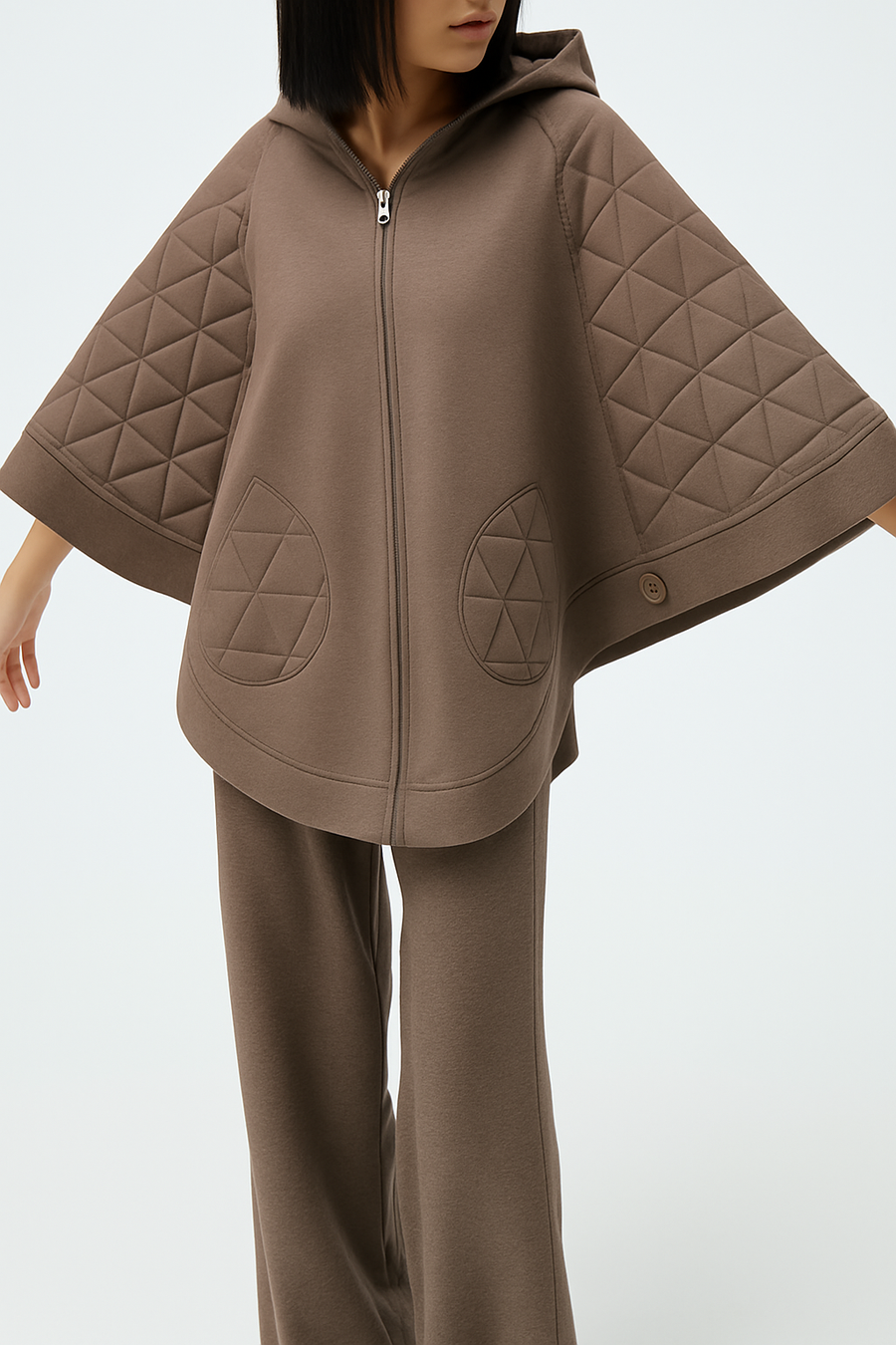 QUILTED HOODED ZIP UP JACKET