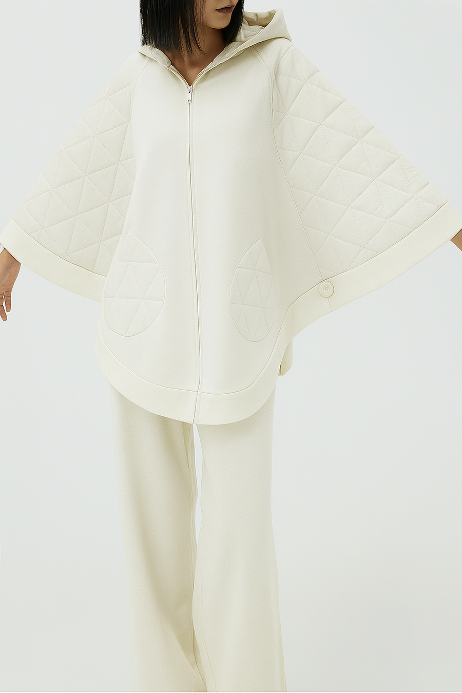 QUILTED HOODED ZIP UP JACKET