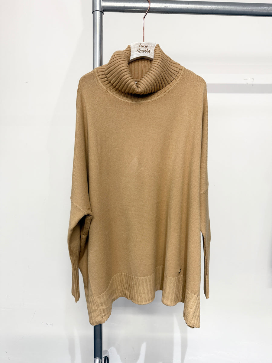 Plus Size Soft Knit Jumper With Roll Neck And Ribbed Hem