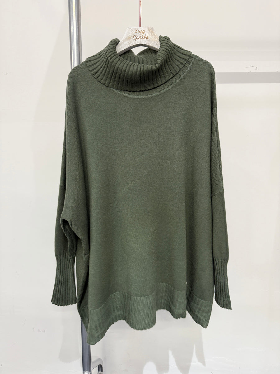 Plus Size Soft Knit Jumper With Roll Neck And Ribbed Hem