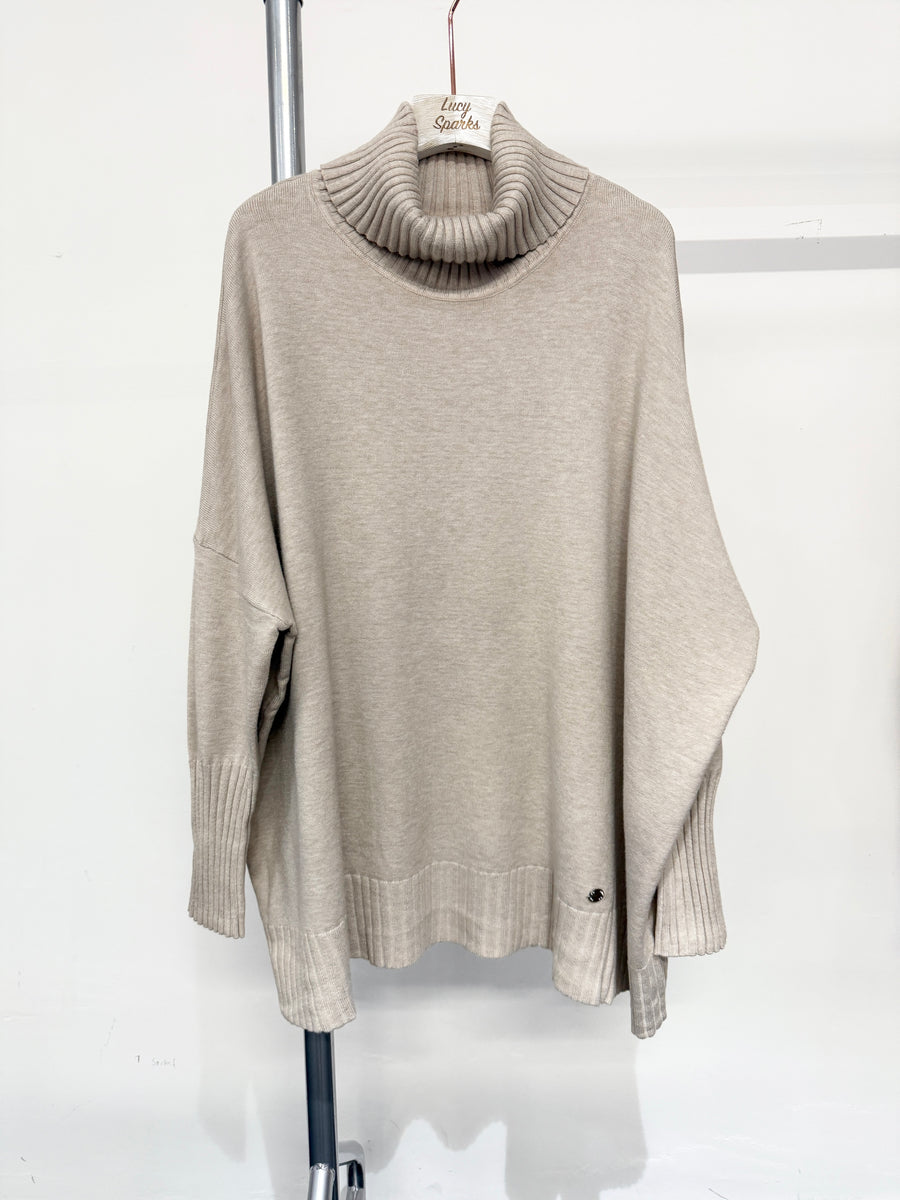 Plus Size Soft Knit Jumper With Roll Neck And Ribbed Hem