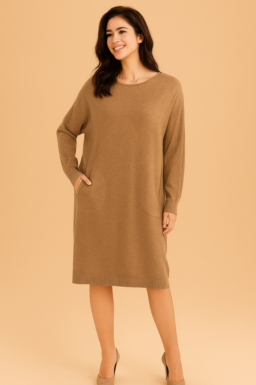 SOFT KNIT JUMPER DRESS WITH POCKETS