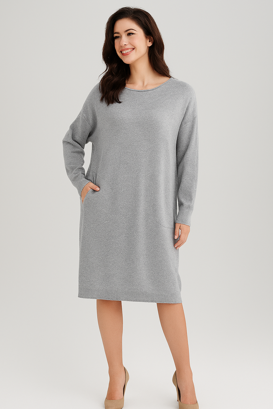 SOFT KNIT JUMPER DRESS WITH POCKETS