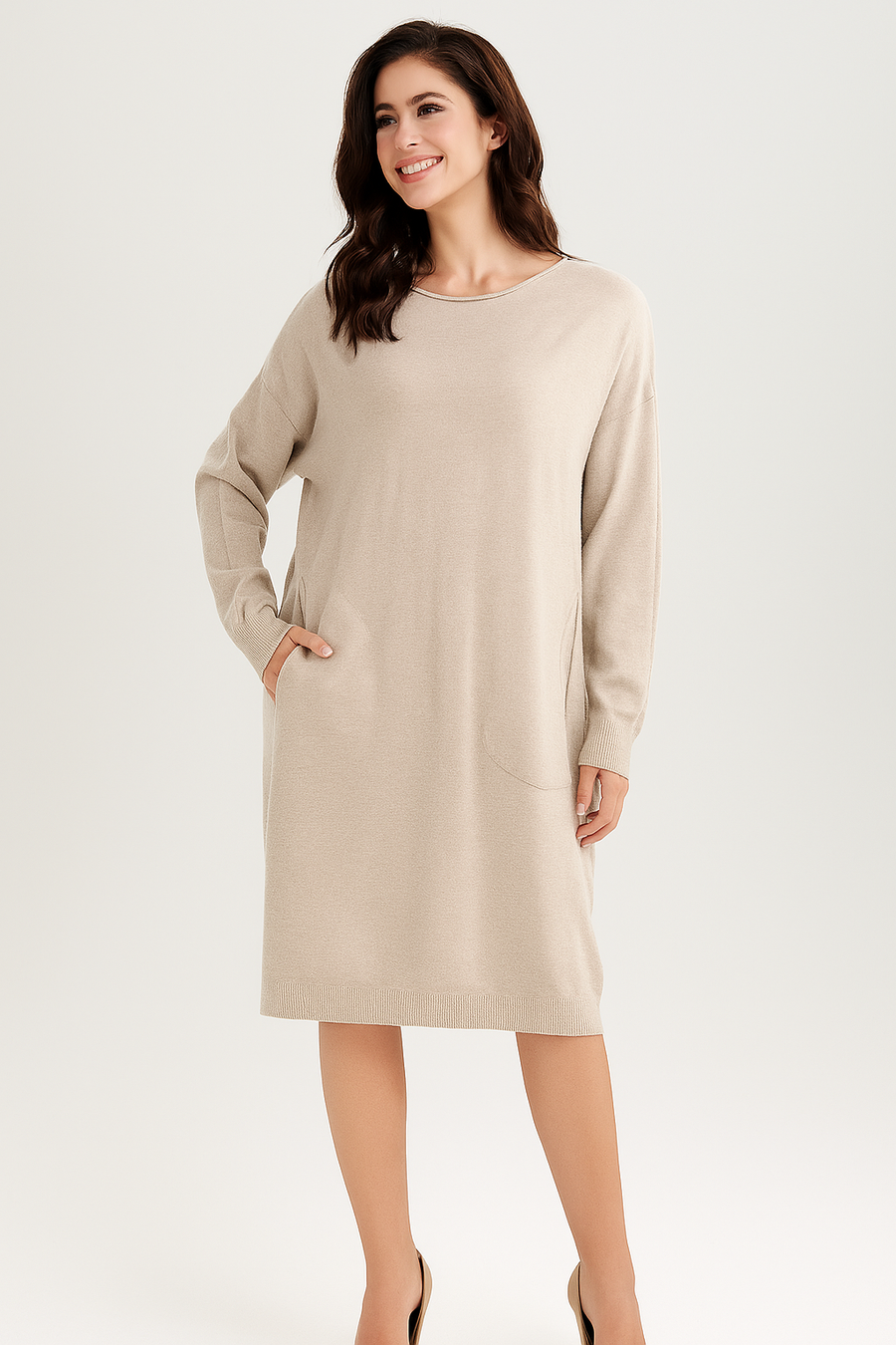 SOFT KNIT JUMPER DRESS WITH POCKETS