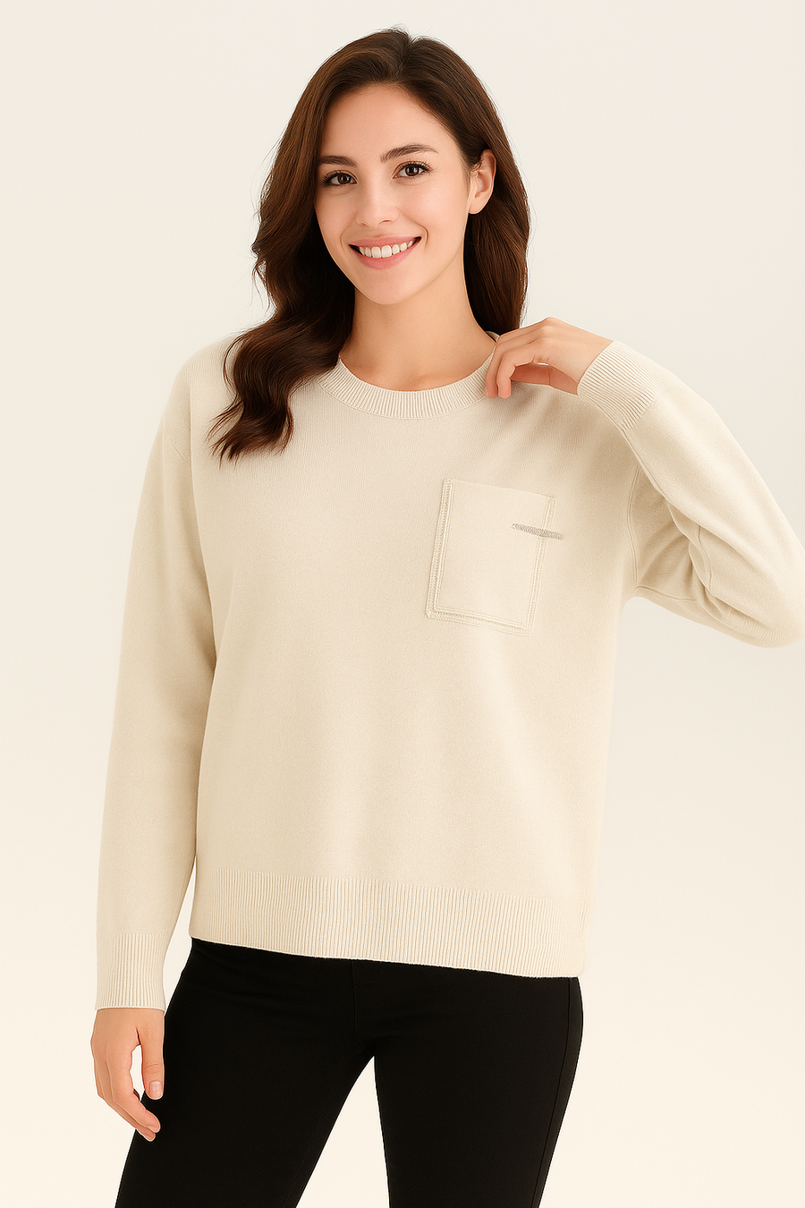 KNITTED JUMPER WITH EMBELLISHED CHEST POCKET