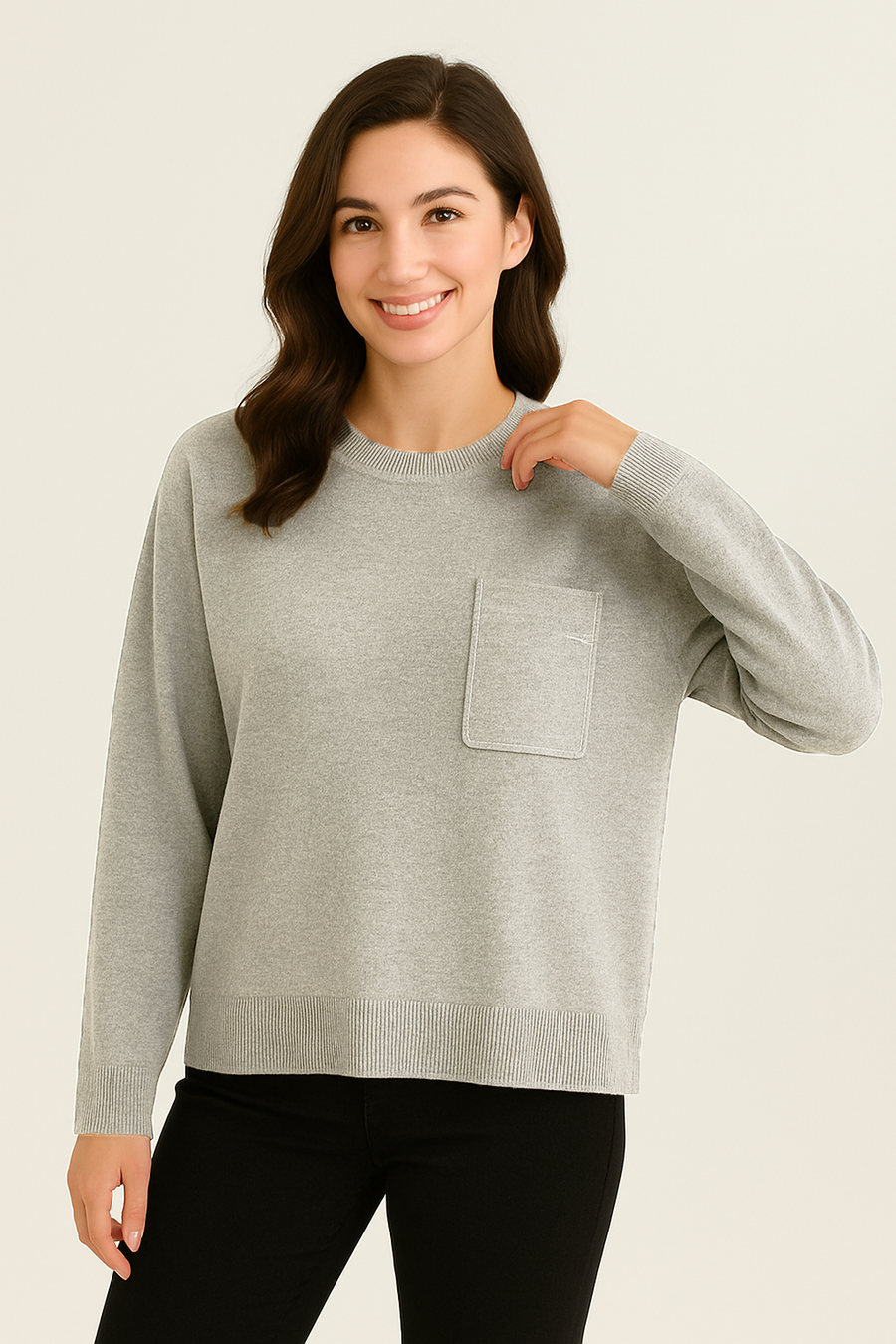 KNITTED JUMPER WITH EMBELLISHED CHEST POCKET
