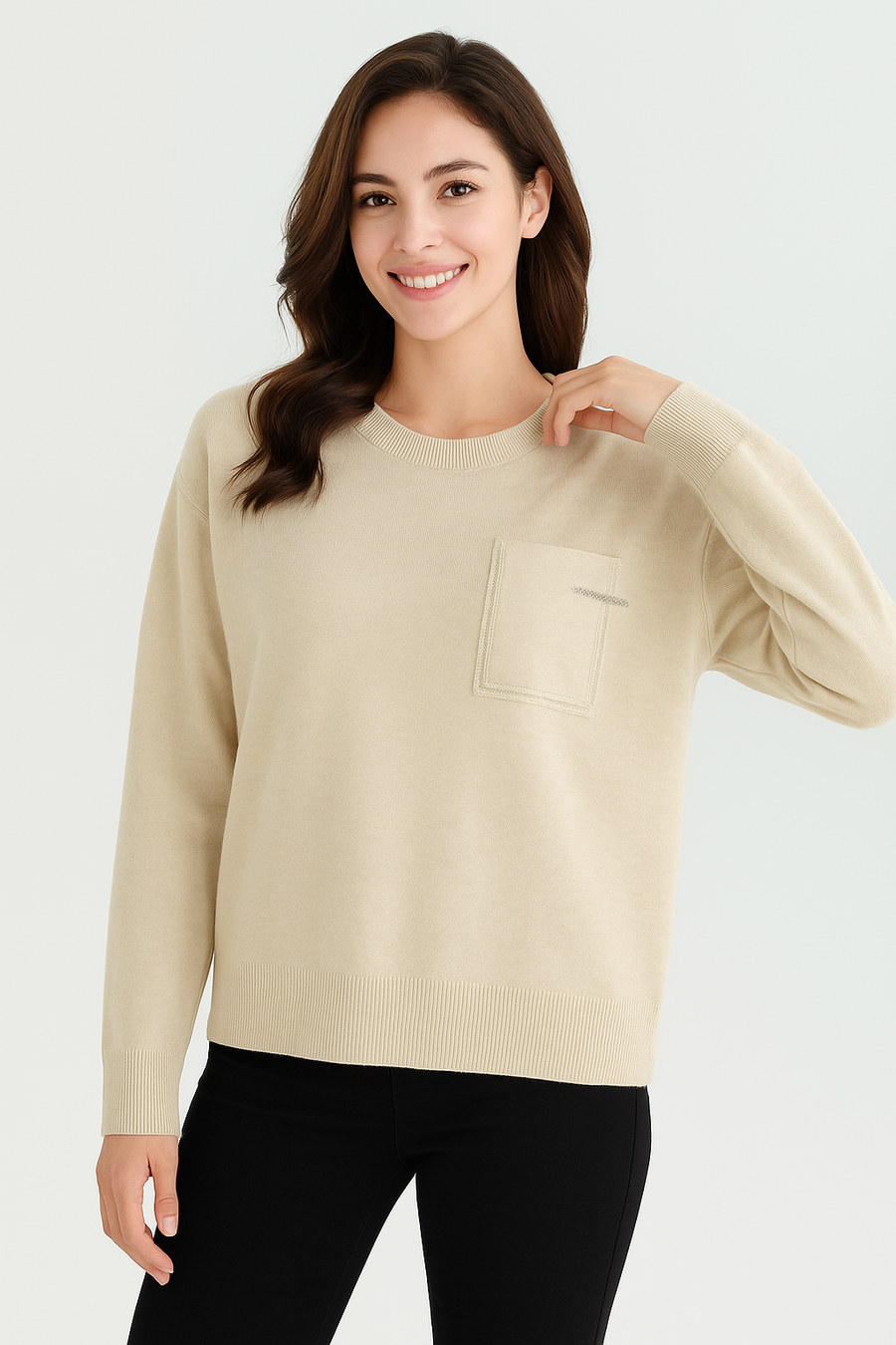 KNITTED JUMPER WITH EMBELLISHED CHEST POCKET