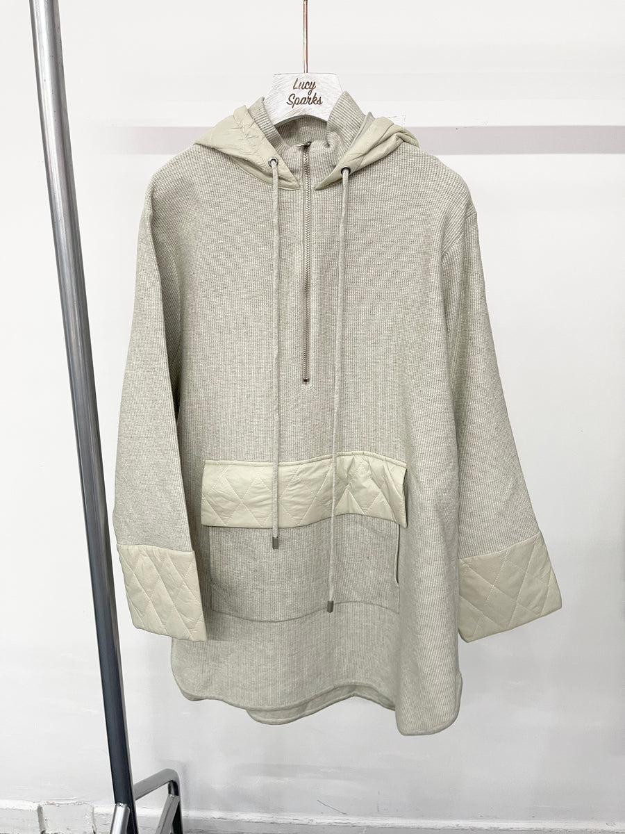 Premium Heavy Knit Hooded Jacket with Quilt Panels