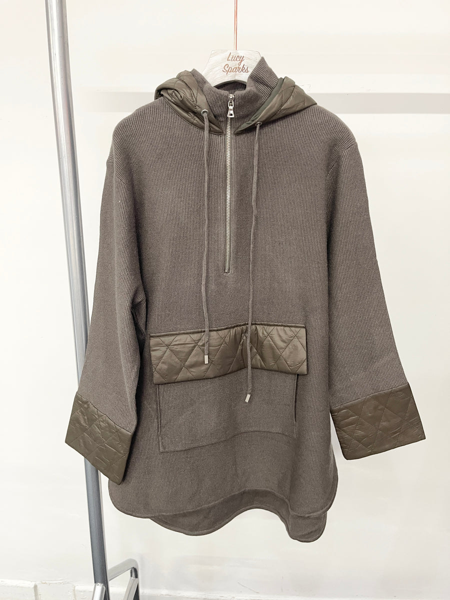 Premium Heavy Knit Hooded Jacket with Quilt Panels