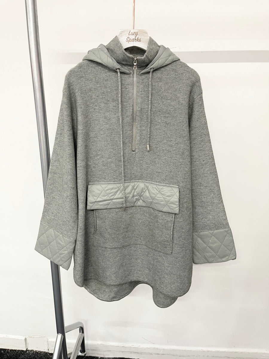 Premium Heavy Knit Hooded Jacket with Quilt Panels