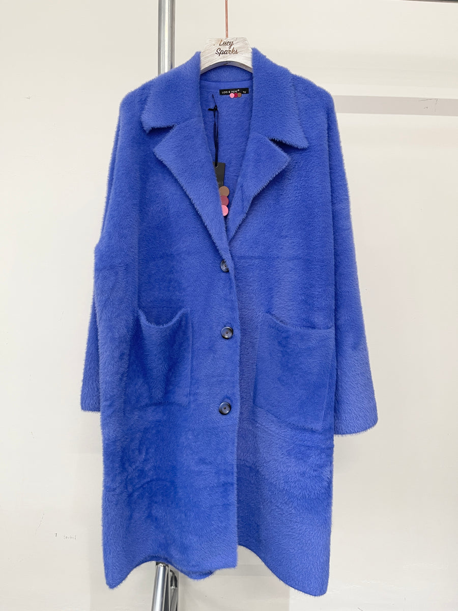 Premium Quality Fluffy Soft Coat With Lapel, Pockets And Buttons