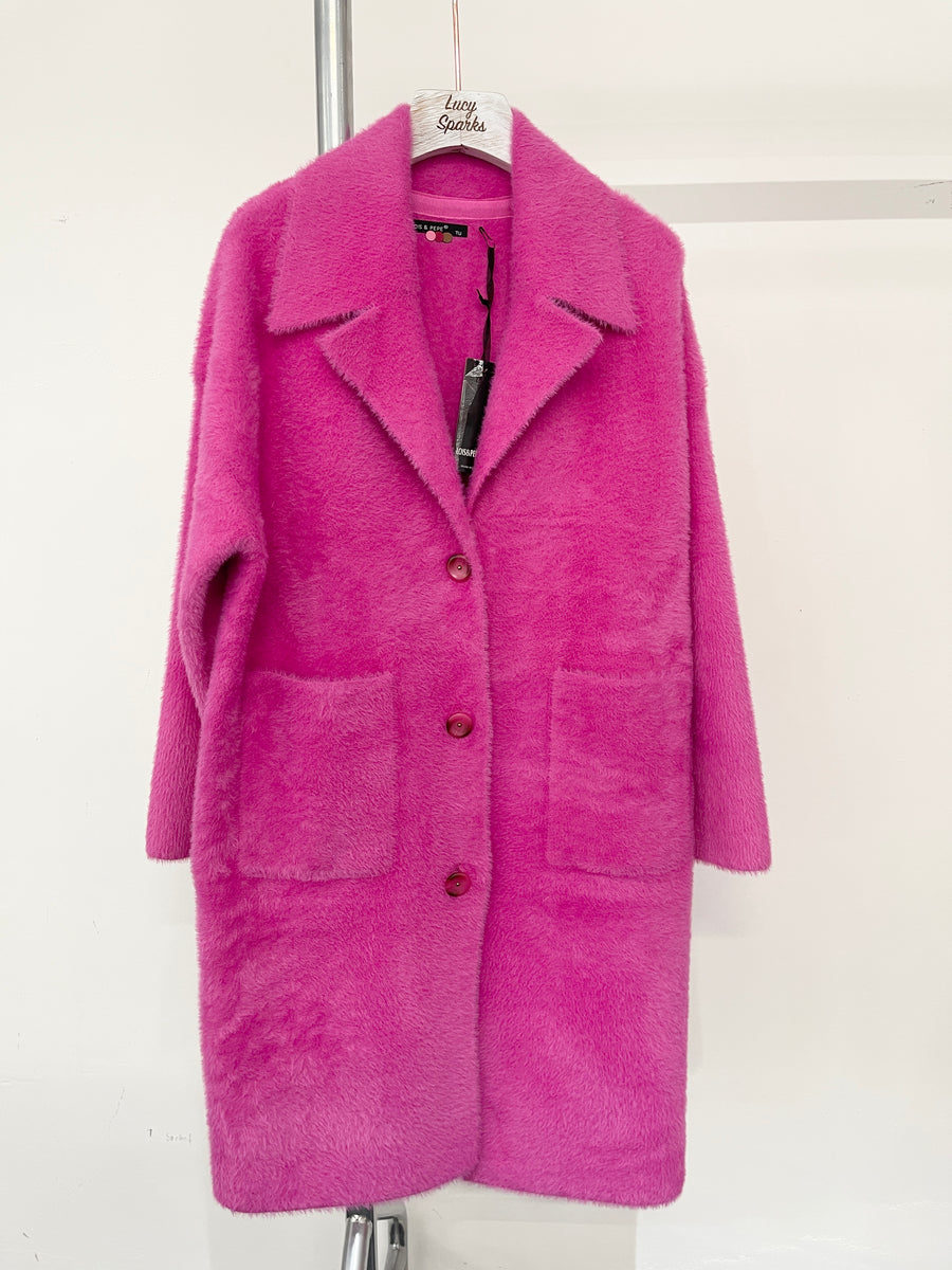 Premium Quality Fluffy Soft Coat With Lapel, Pockets And Buttons