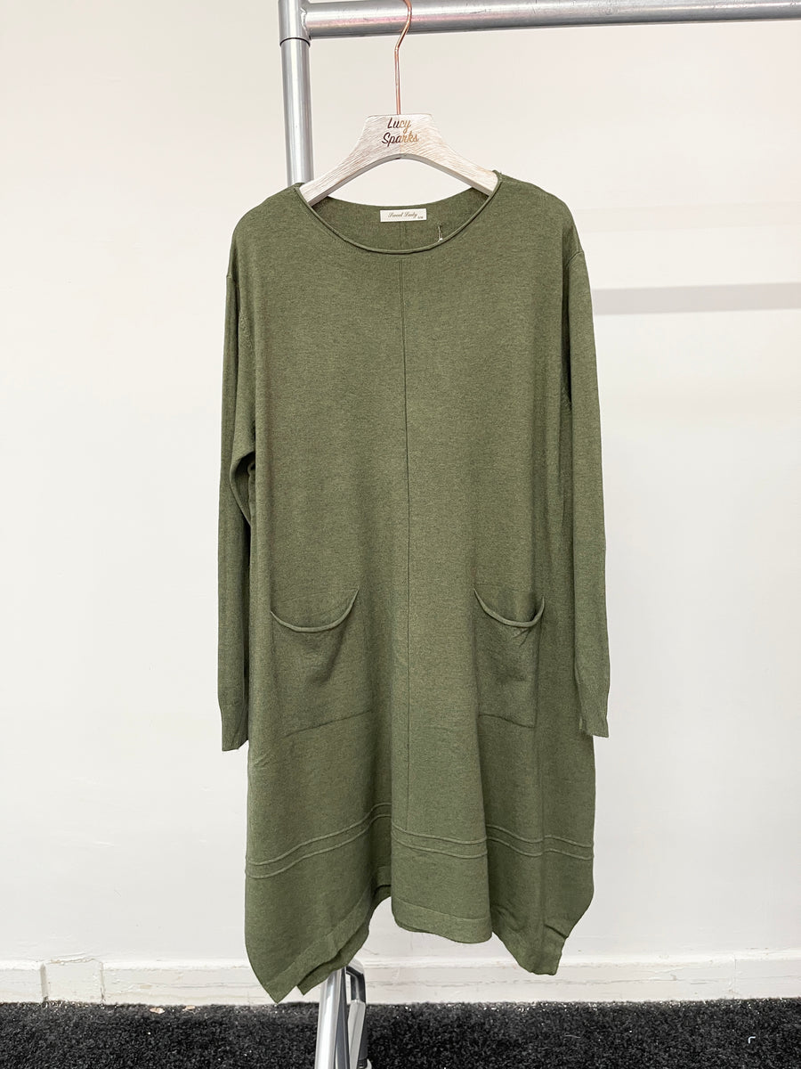 Soft Knit Dress With Front Pockets