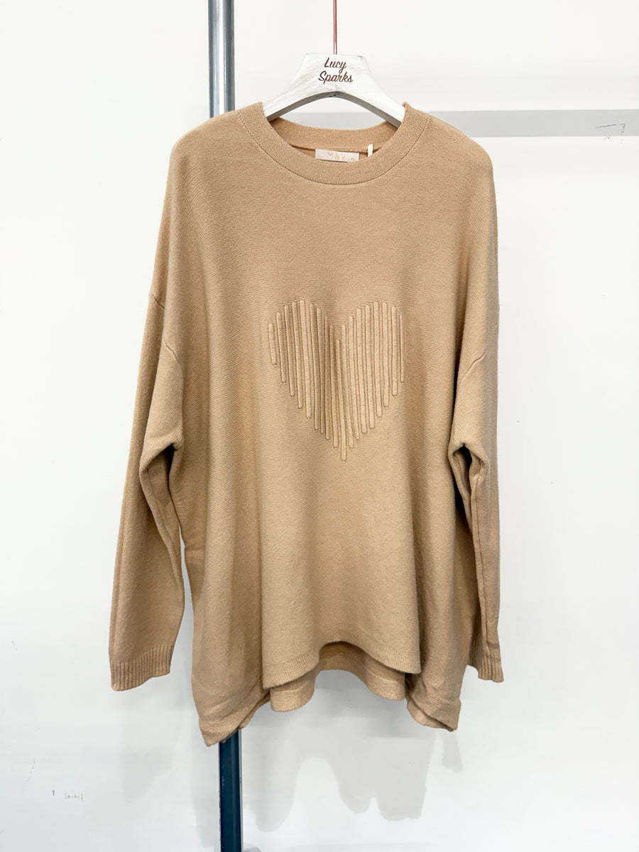 Soft Knit Embossed Heart Design Jumper