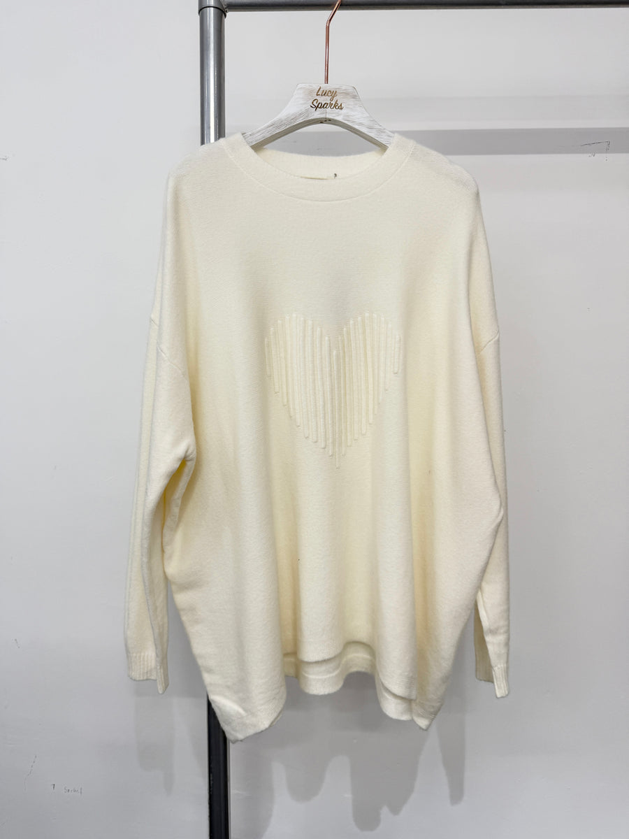 Soft Knit Embossed Heart Design Jumper