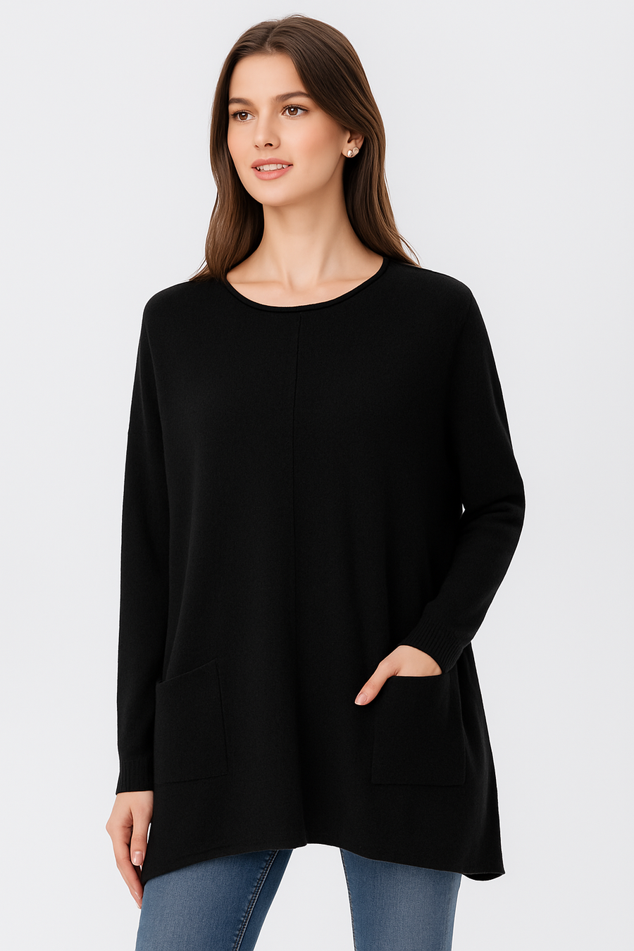 PLUS SIZE SOFT KNIT JUMPER WITH POCKETS