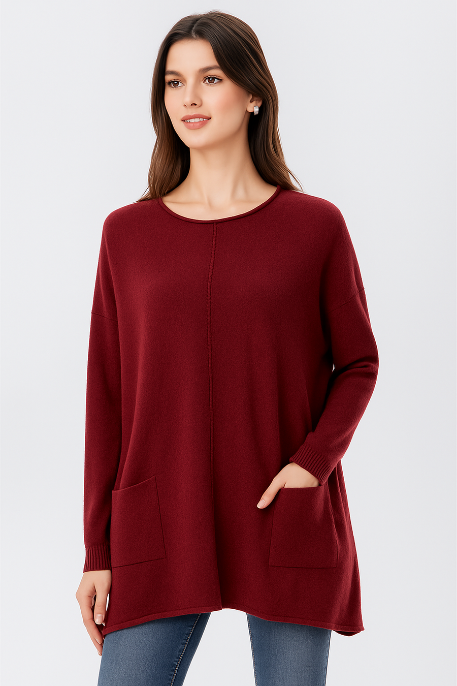 PLUS SIZE SOFT KNIT JUMPER WITH POCKETS