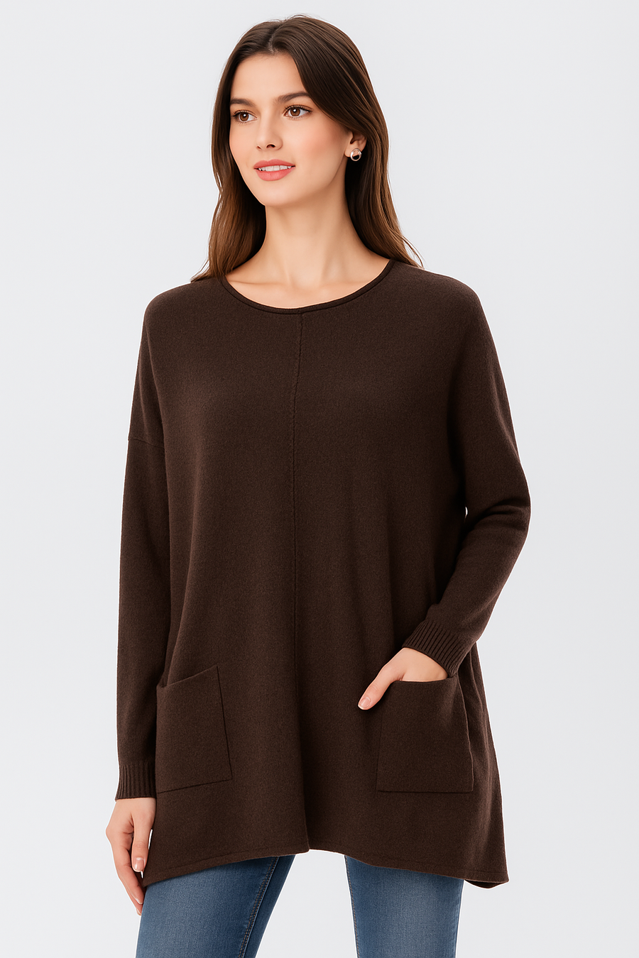 PLUS SIZE SOFT KNIT JUMPER WITH POCKETS