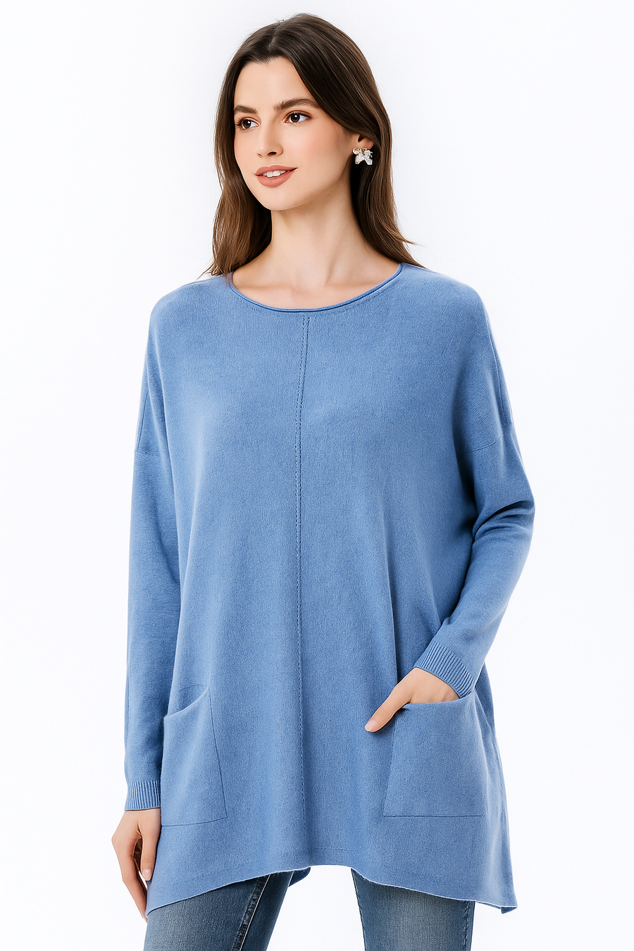 PLUS SIZE SOFT KNIT JUMPER WITH POCKETS
