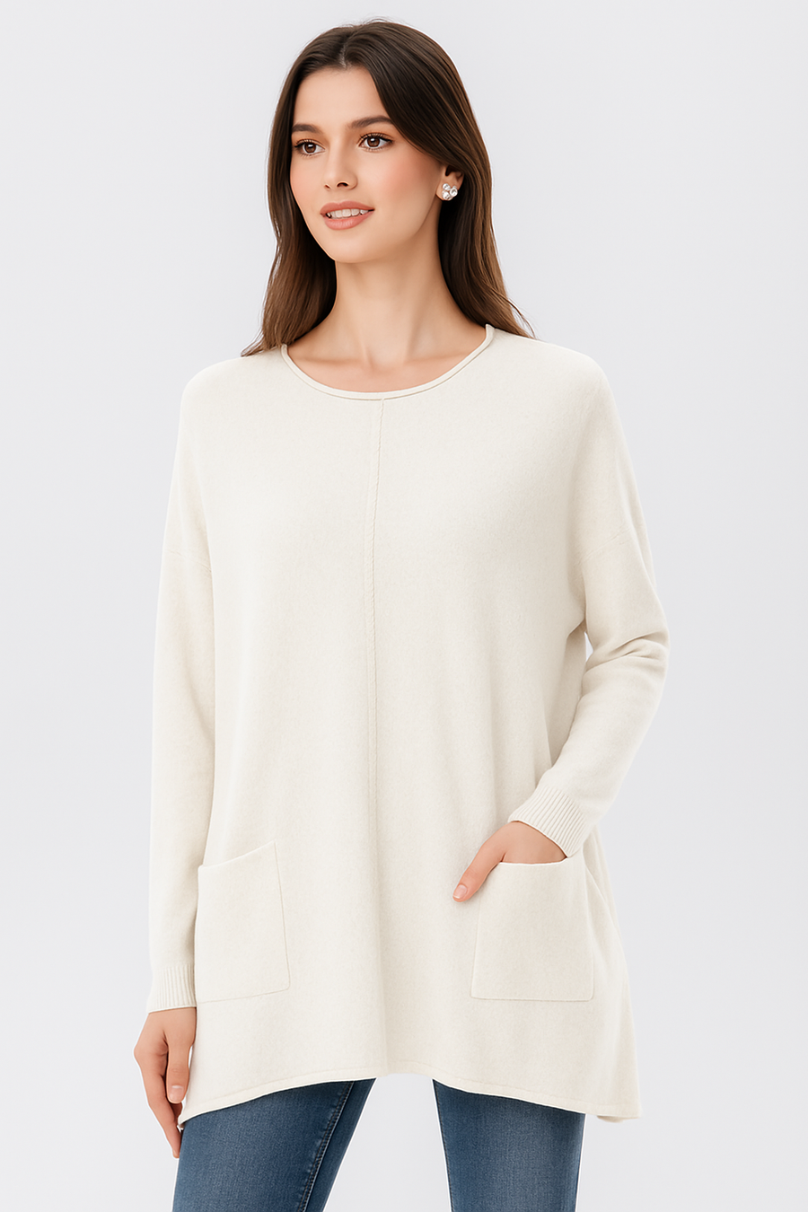 PLUS SIZE SOFT KNIT JUMPER WITH POCKETS