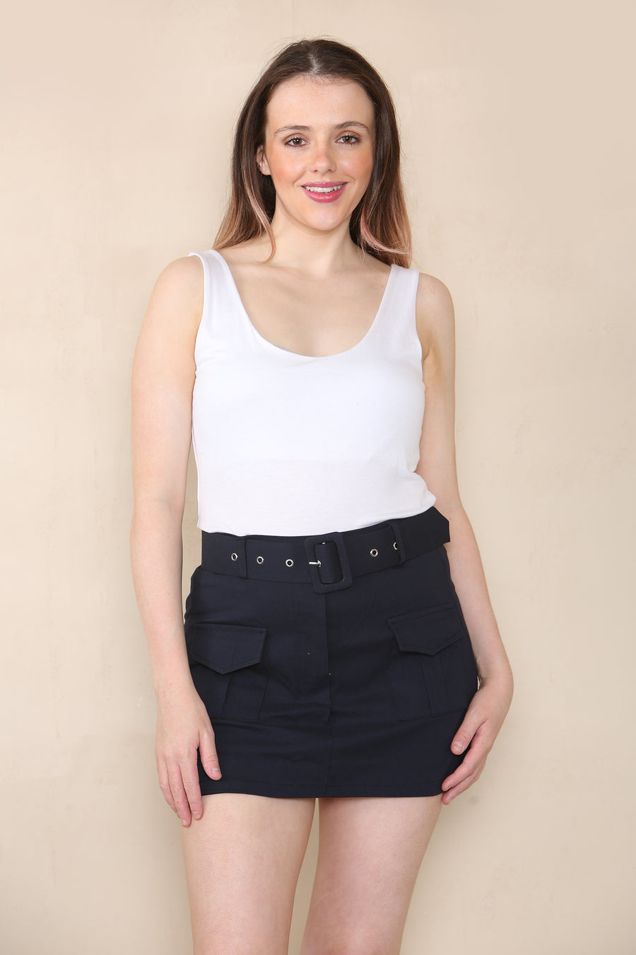 Belted cargo skort