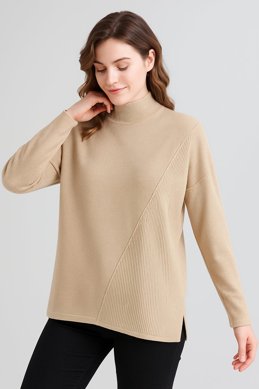 Soft Knit Jumper With Crossing Design