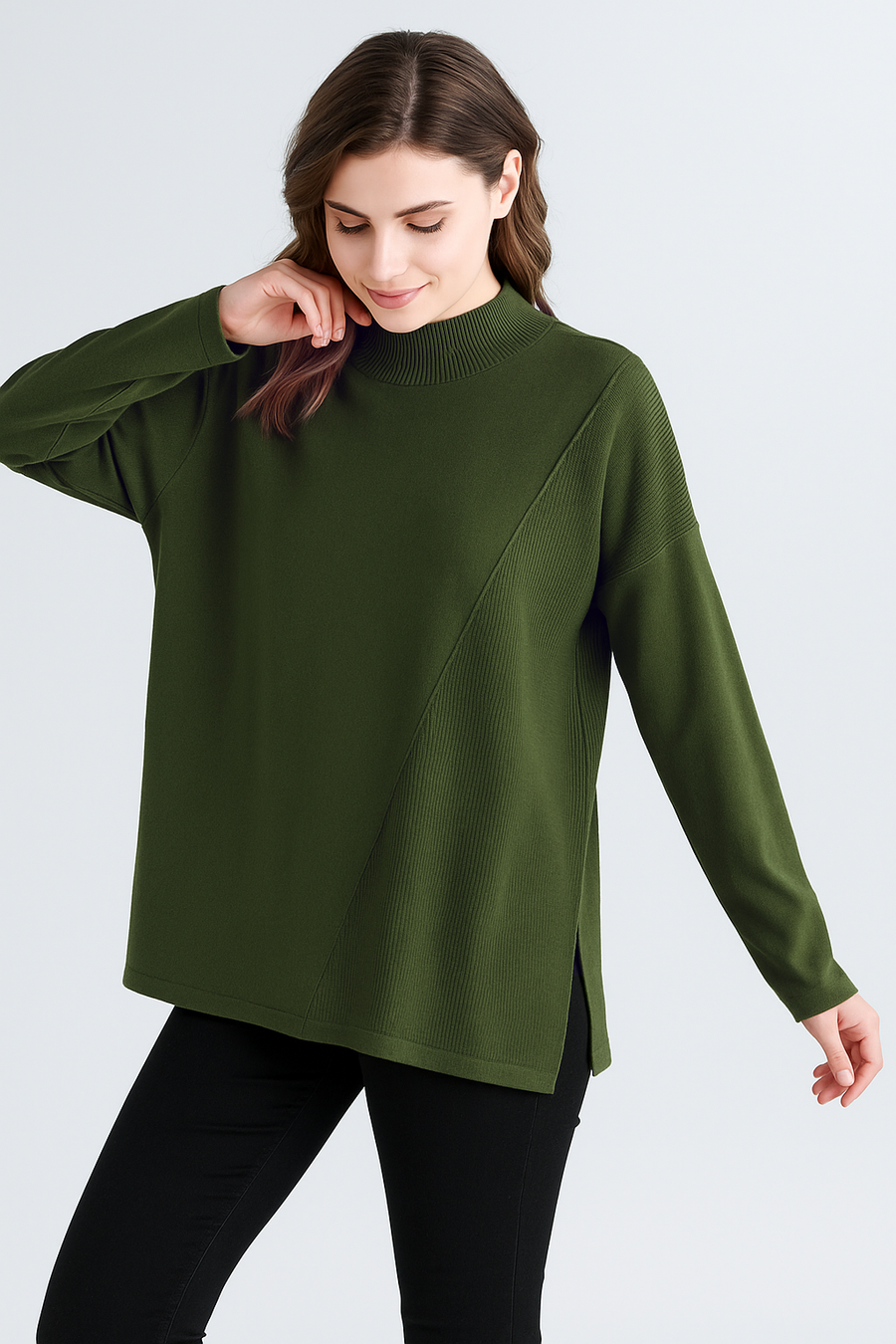 Soft Knit Jumper With Crossing Design