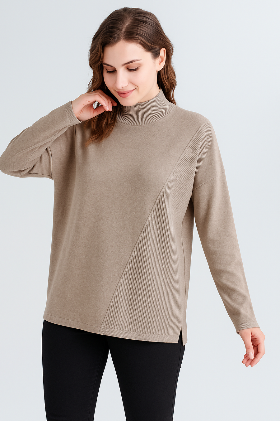 Soft Knit Jumper With Crossing Design