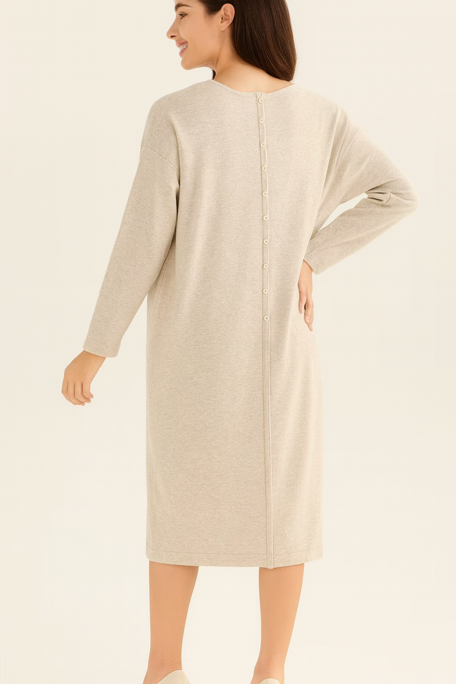 SOFT KNIT BUTTON BACK DRESS