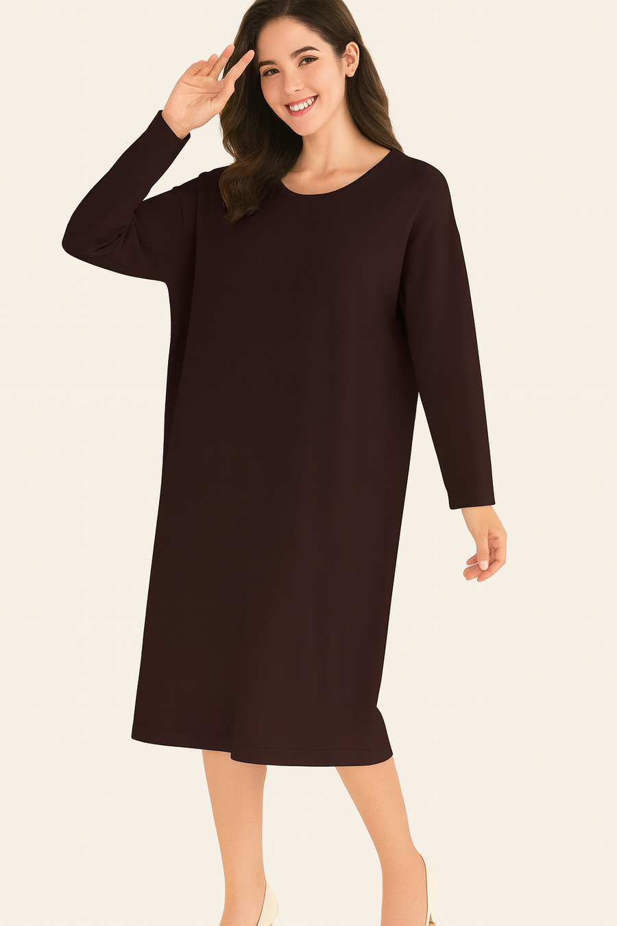 SOFT KNIT BUTTON BACK DRESS