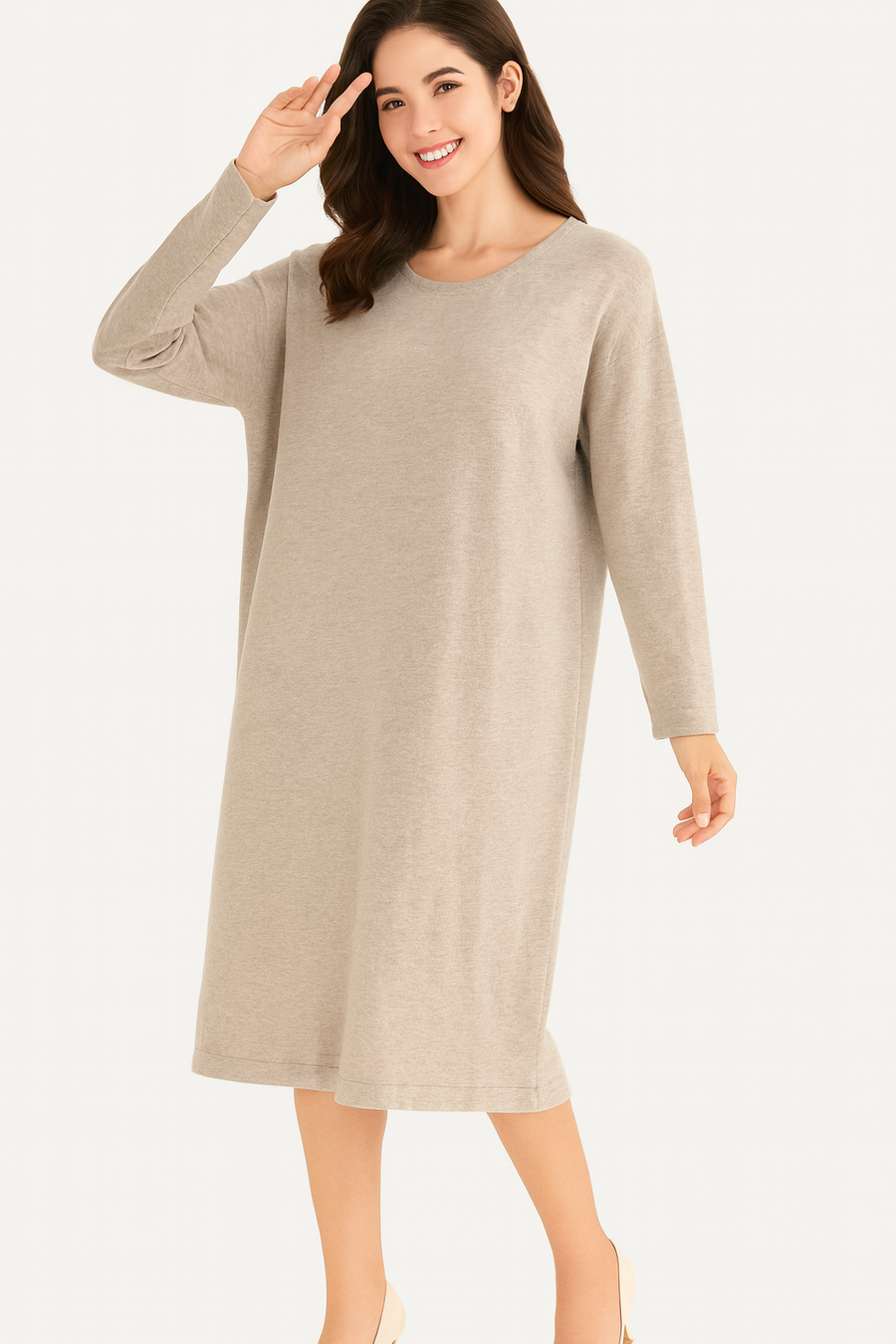 SOFT KNIT BUTTON BACK DRESS