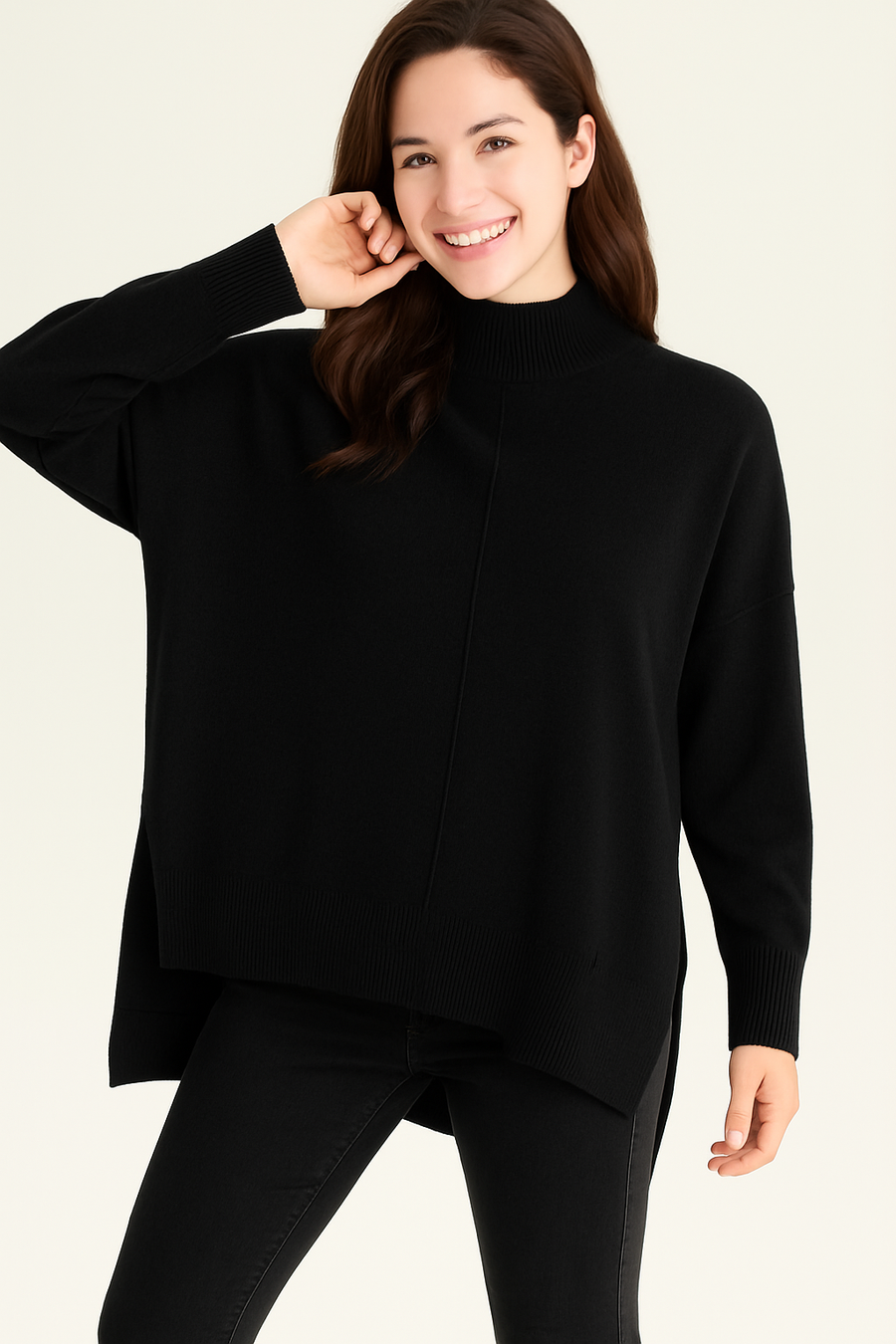 SOFT KNIT JUMPER WITH DROPPED RIBBED BACK