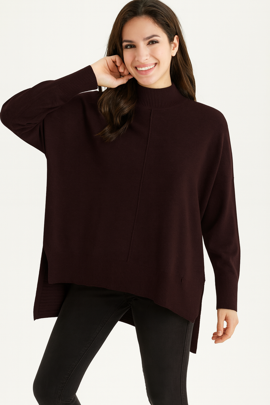 SOFT KNIT JUMPER WITH DROPPED RIBBED BACK